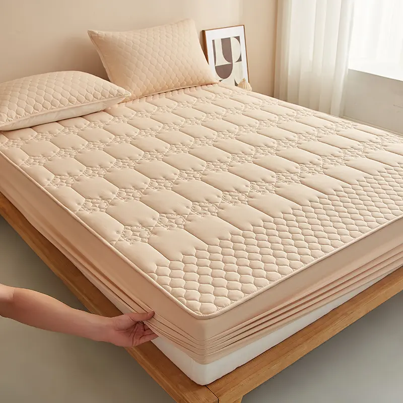 A-Class Luxury: Antimicrobial Top Layer Washed Cotton Quilted Mattress Cover 1Pc- Superior Comfort and Protection for Your Sleep