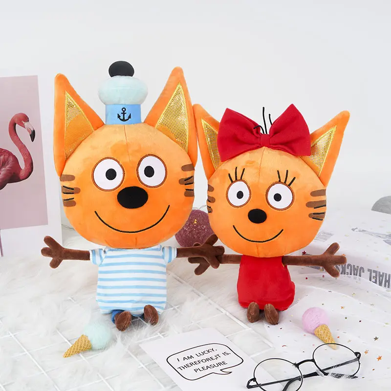 33cm Genuine kid e cats Russian Три кота My Family Three Happy Cats Plush Doll Cookie Candy Pudding Anime Cat Doll Toy Kawaii