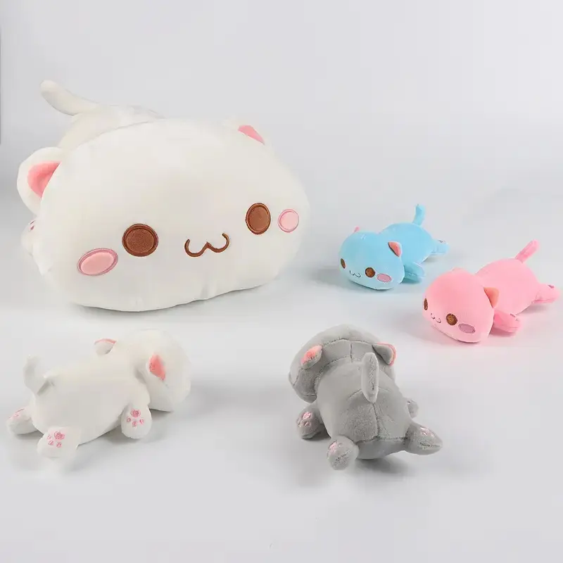 47cm Mother cat brings 4 mini kitten plush toys Love Cat zipper toys for boys and girls Christmas and Halloween gifts