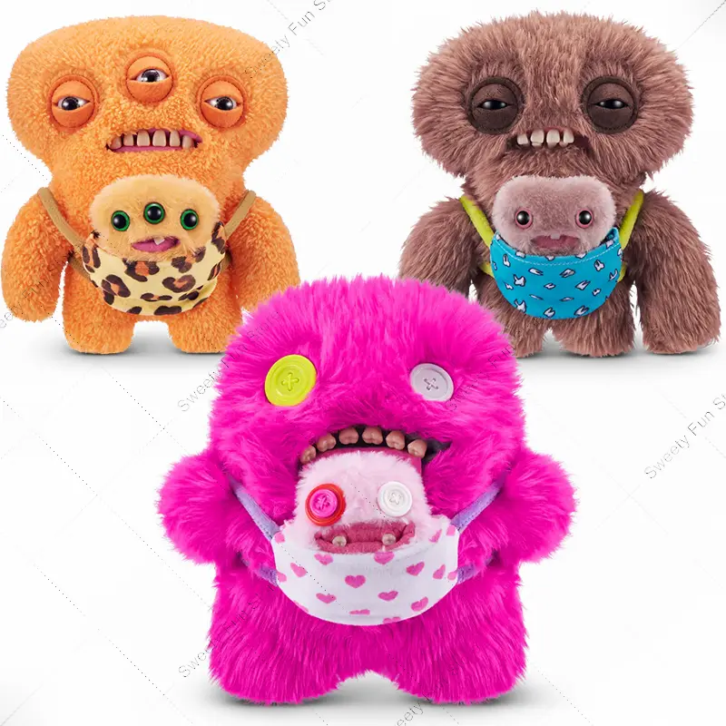 100% Original Fuggler Ugly Monster Plush Toy Fart Face Hairy Fuggs Mini Rascals Series Tooth Monsters Filling Plushies Doll Gift