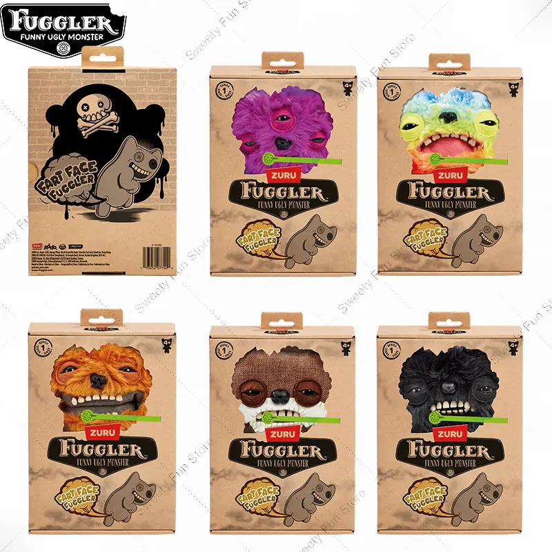 100% Original Fuggler Ugly Monster Plush Toy Fart Face Hairy Fuggs Mini Rascals Series Tooth Monsters Filling Plushies Doll Gift