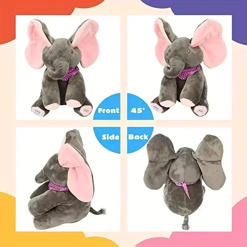 11.8inch Hide-and-seek Plush Elephant Toy Soothing Baby Hide-and-seek Game Toy Singing Interactive Musical Toys Gifts