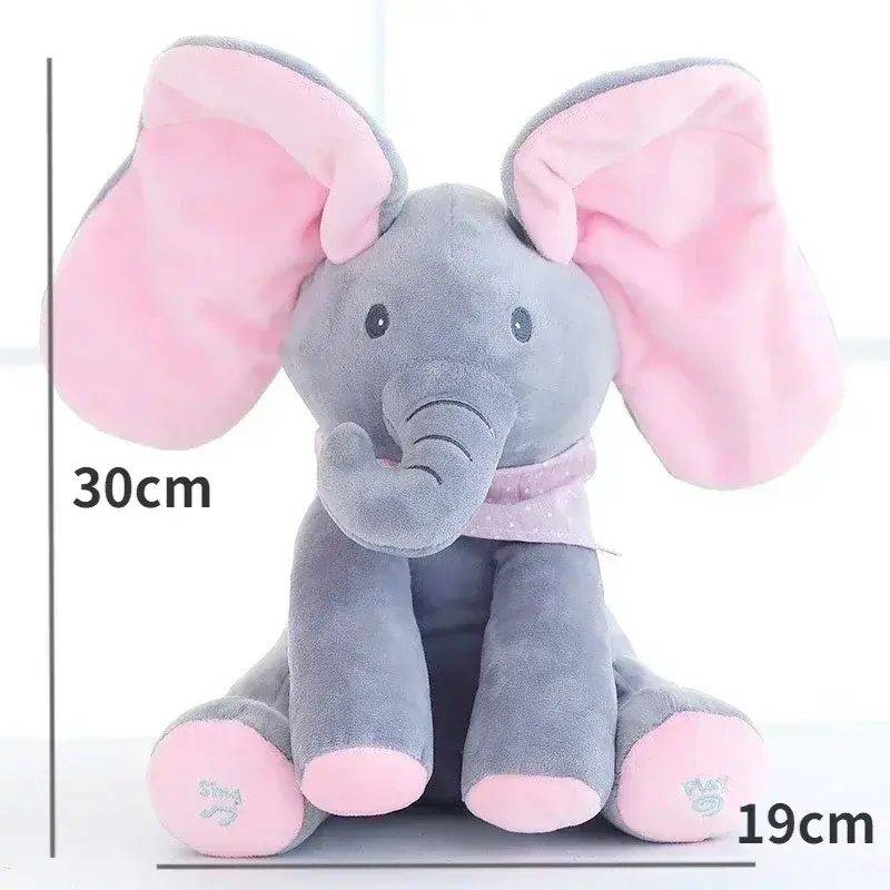 11.8inch Hide-and-seek Plush Elephant Toy Soothing Baby Hide-and-seek Game Toy Singing Interactive Musical Toys Gifts