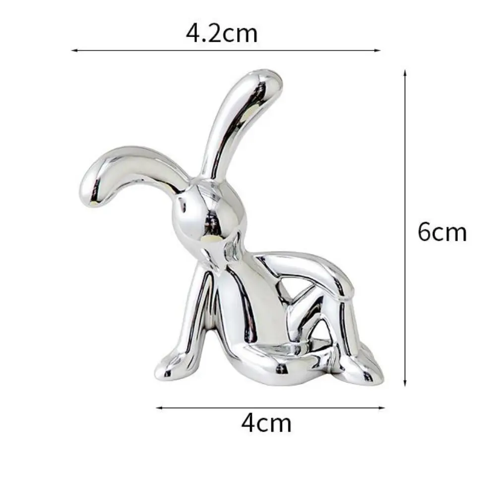 Cartoon Rabbit Decorative Ornaments Long Eared Rabbit Cute Rabbit 3D Ornament Electroplating Eco-friendly Plastic