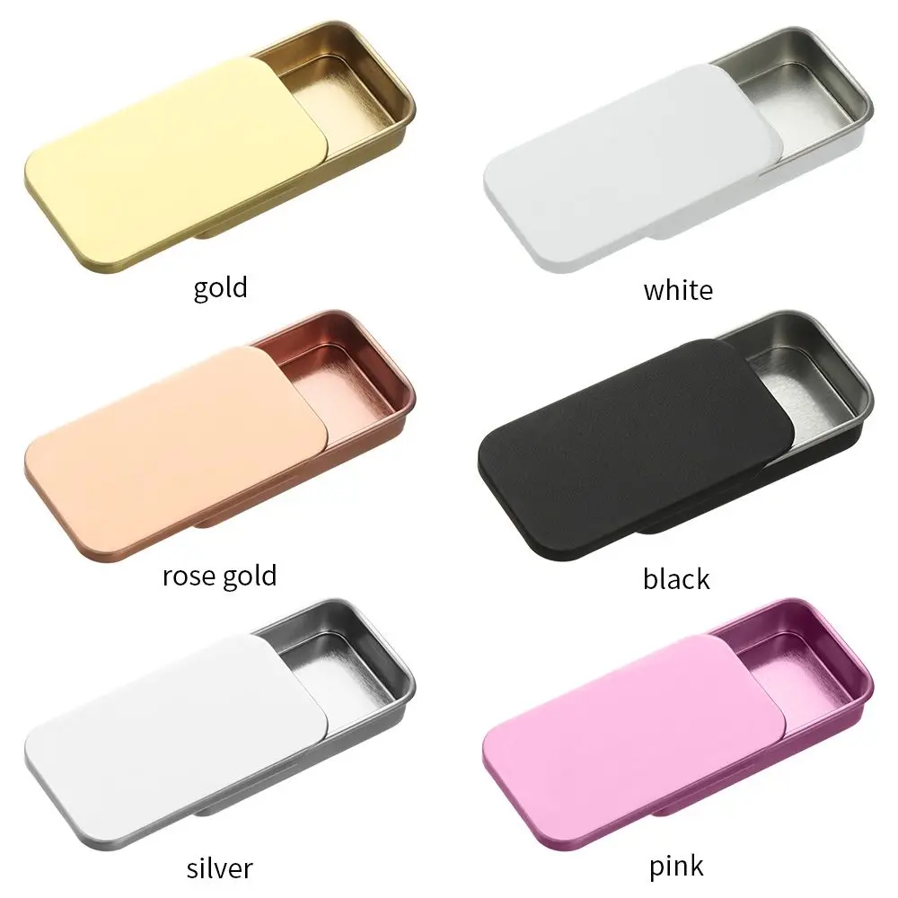 Mini Eyebrow Soap Box Tinplate Push Small Storage Home Organizer Box Containers Rectangular Empty Tins