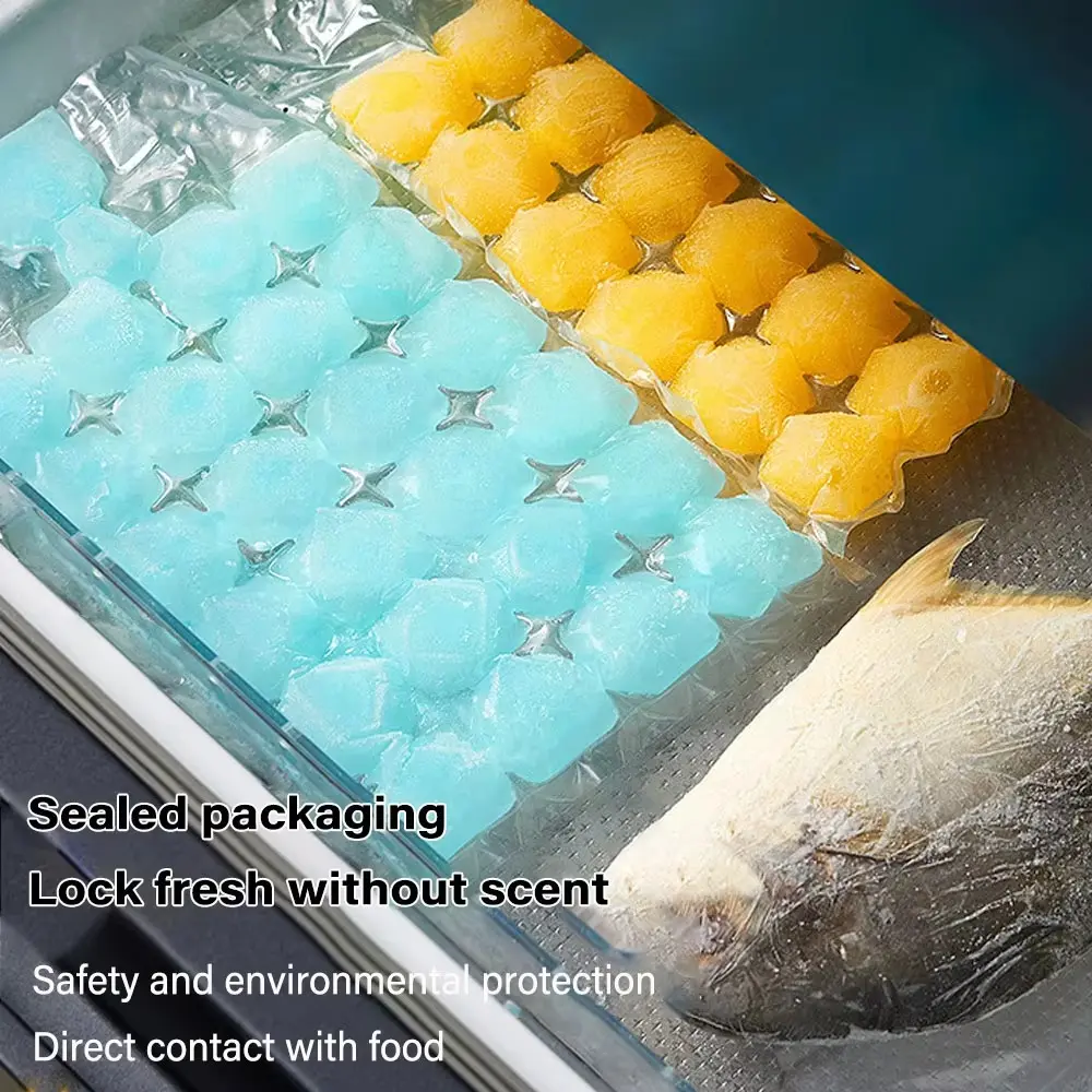 10PCS Portable Disposable Ice-making Bags Edible Frozen Lattice Ice Cube Bags Self-Seal Transparent Faster Freezing Ice Maker