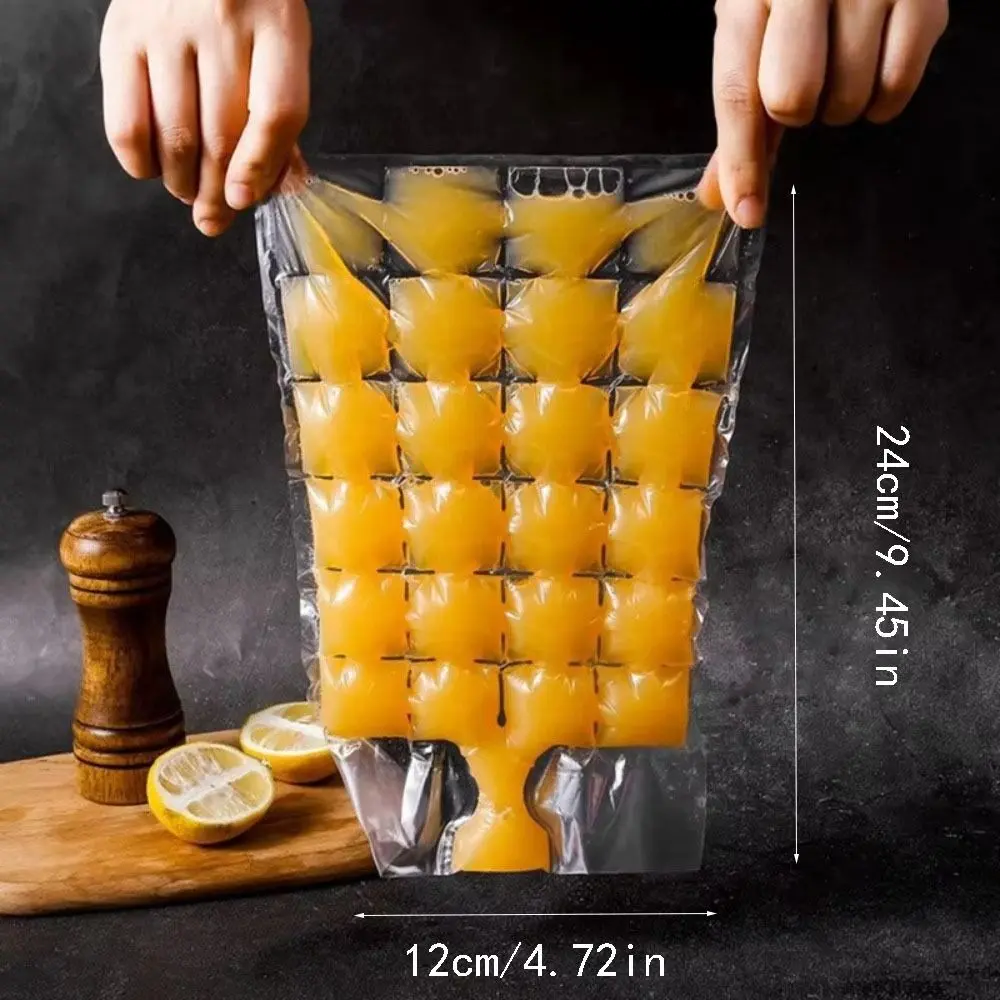 10PCS Portable Disposable Ice-making Bags Edible Frozen Lattice Ice Cube Bags Self-Seal Transparent Faster Freezing Ice Maker