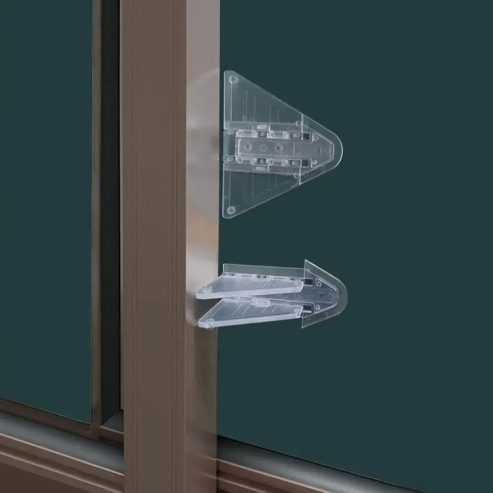 Transparent Sliding Door Lock Self-adhesive Anti-pinch Sliding Sash Stopper Strong Fixation Cabinet Door Lock