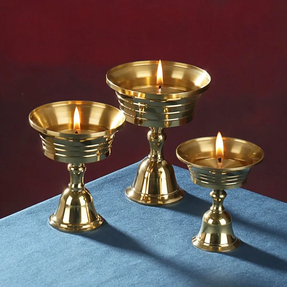 Universal Copper Butter Lamp Holder Golden Multi-Size Long Lamp Candlestick Candle Cup Festival Ornament