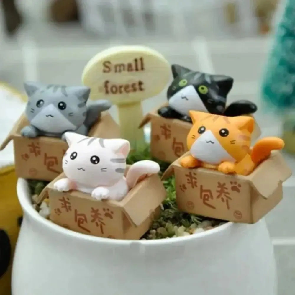 High Quality Cartoon Mini Cat Ornament Micro Landscape Plastic Garden Kitten Statue Cute Toy Miniature Figurines Kids Gift