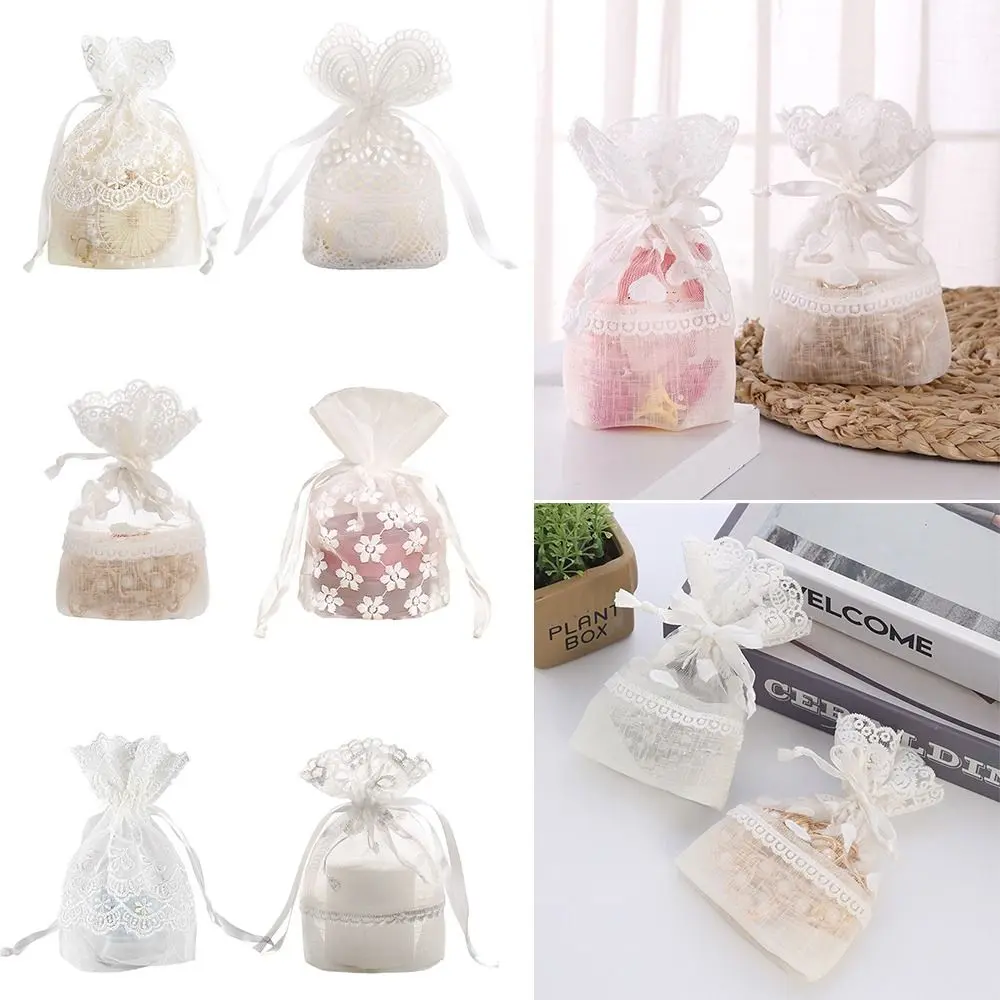 High Quality White Gift Bag Gauze Festival Favor Drawstring Pocket Packing Storage Bag Wedding