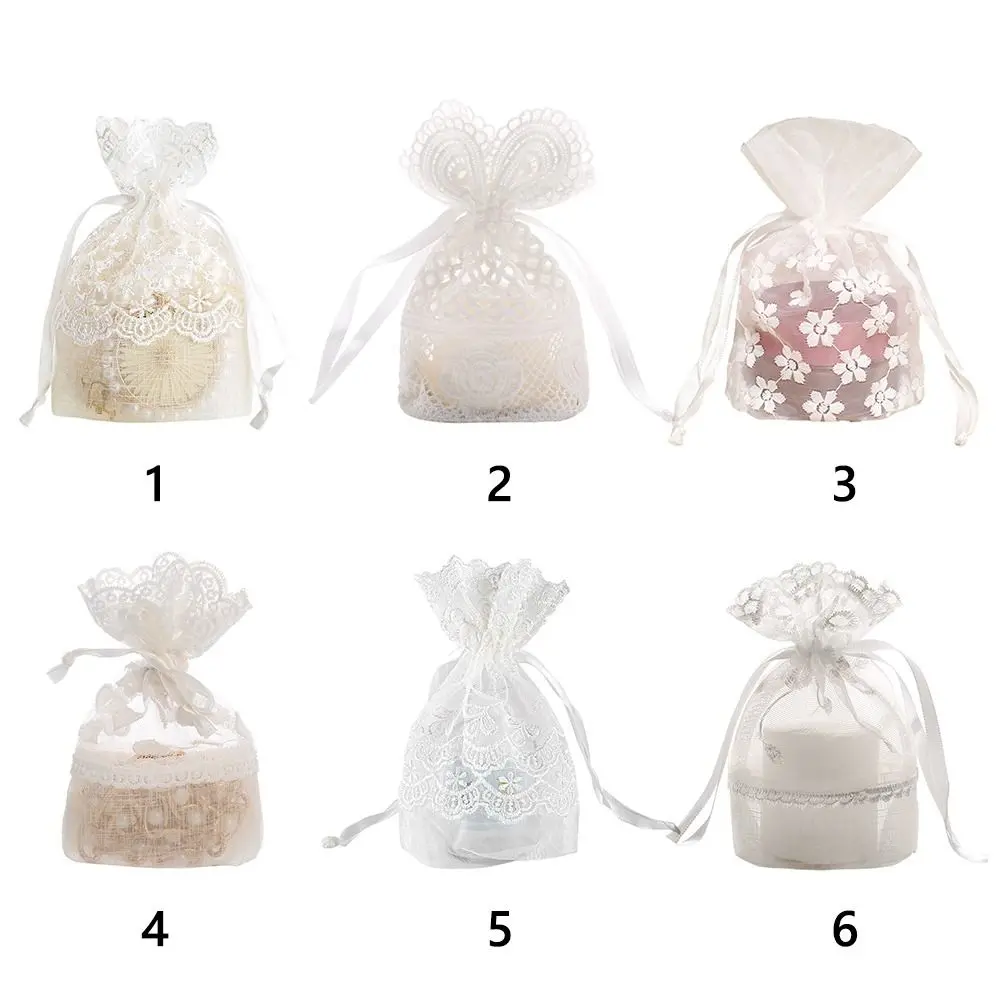 High Quality White Gift Bag Gauze Festival Favor Drawstring Pocket Packing Storage Bag Wedding