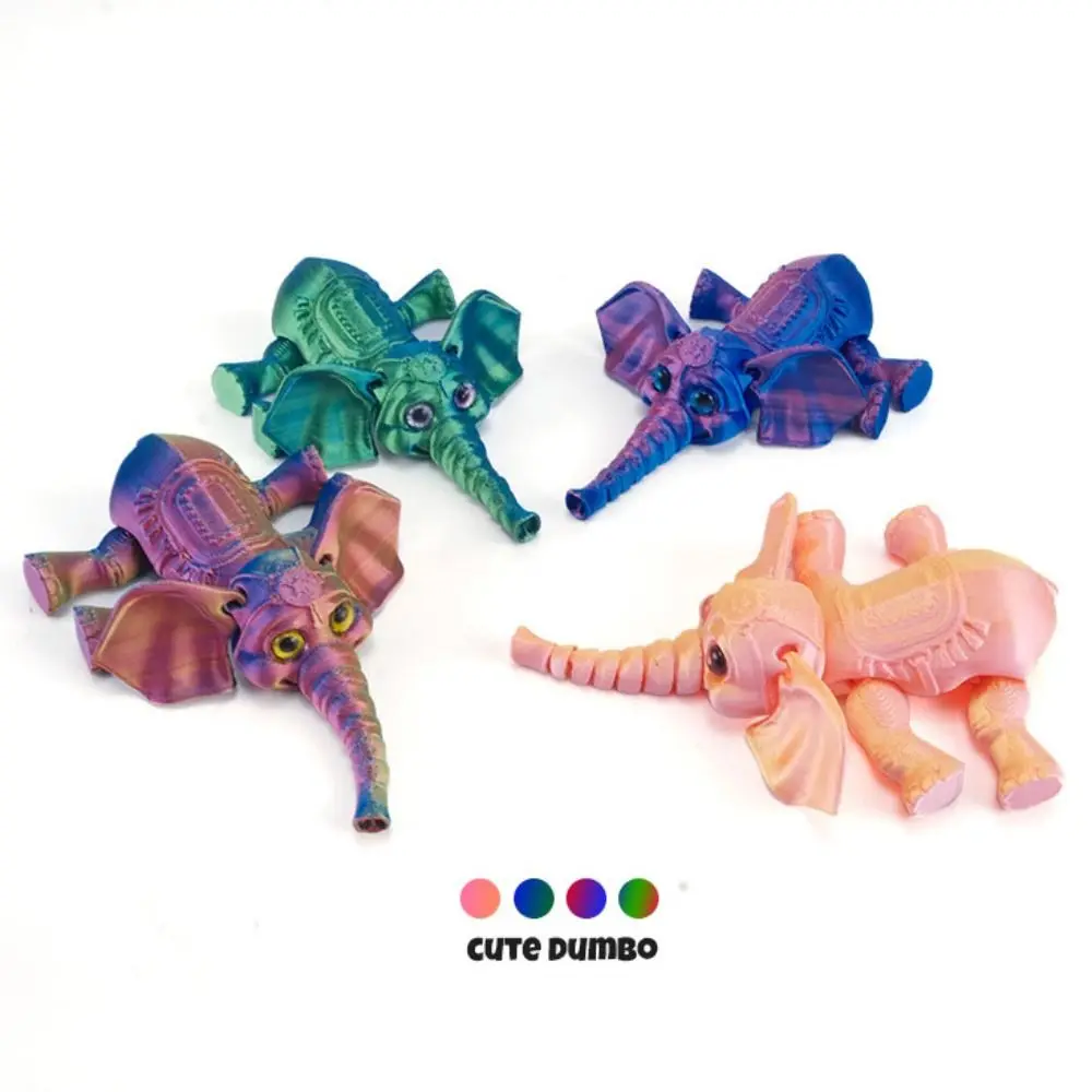 PLA 3D Printed Elephant Model Multi-jointed Solid Color Mini Elephant Doll Movable Articulated Animal Figurine