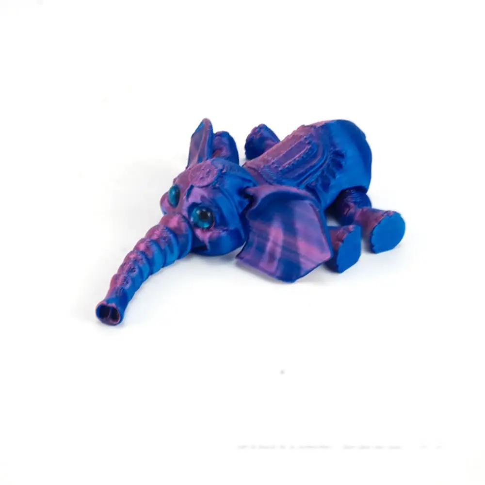 PLA 3D Printed Elephant Model Multi-jointed Solid Color Mini Elephant Doll Movable Articulated Animal Figurine