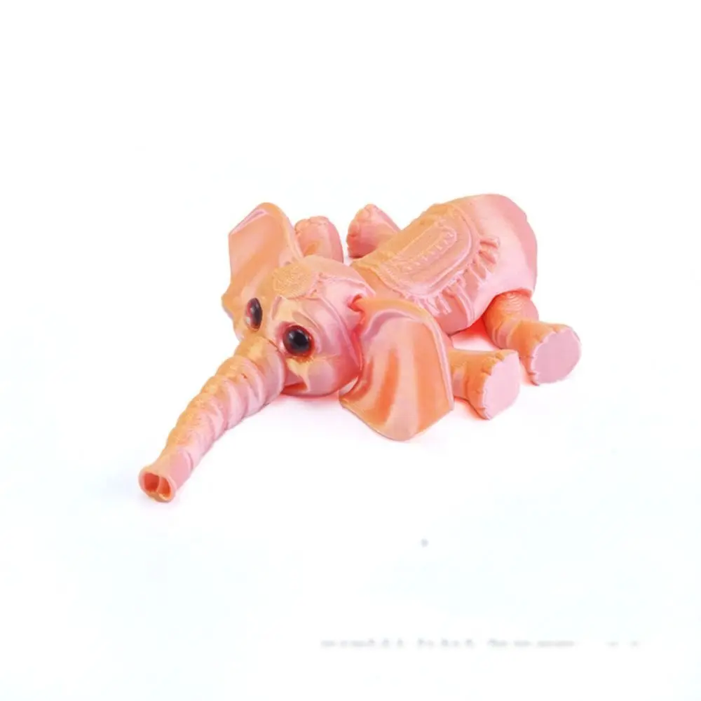 PLA 3D Printed Elephant Model Multi-jointed Solid Color Mini Elephant Doll Movable Articulated Animal Figurine