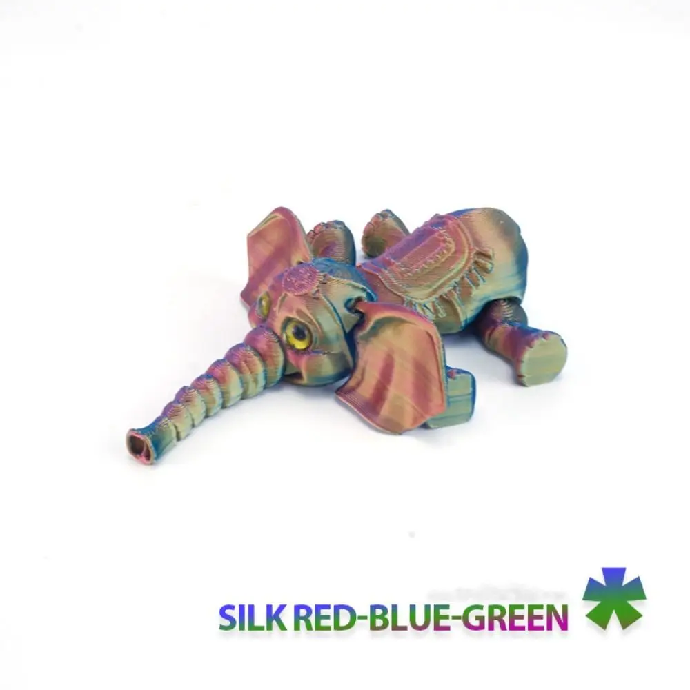PLA 3D Printed Elephant Model Multi-jointed Solid Color Mini Elephant Doll Movable Articulated Animal Figurine