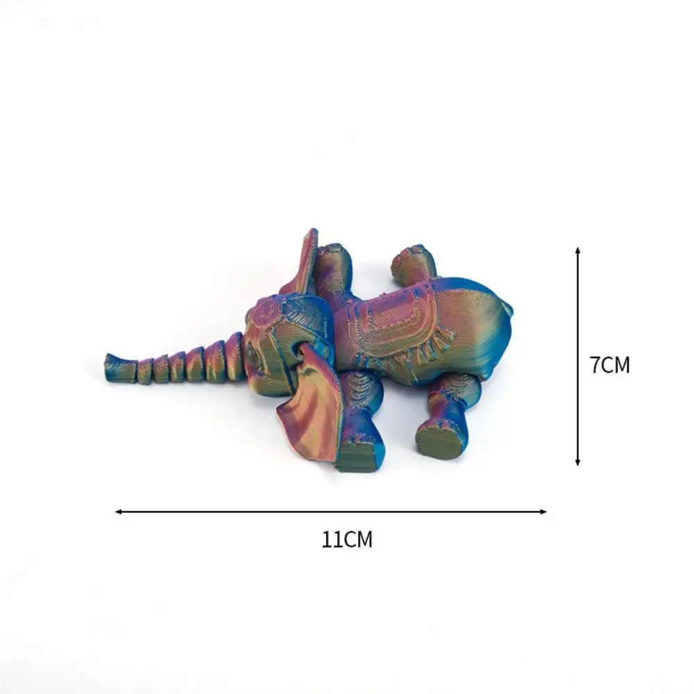 PLA 3D Printed Elephant Model Multi-jointed Solid Color Mini Elephant Doll Movable Articulated Animal Figurine