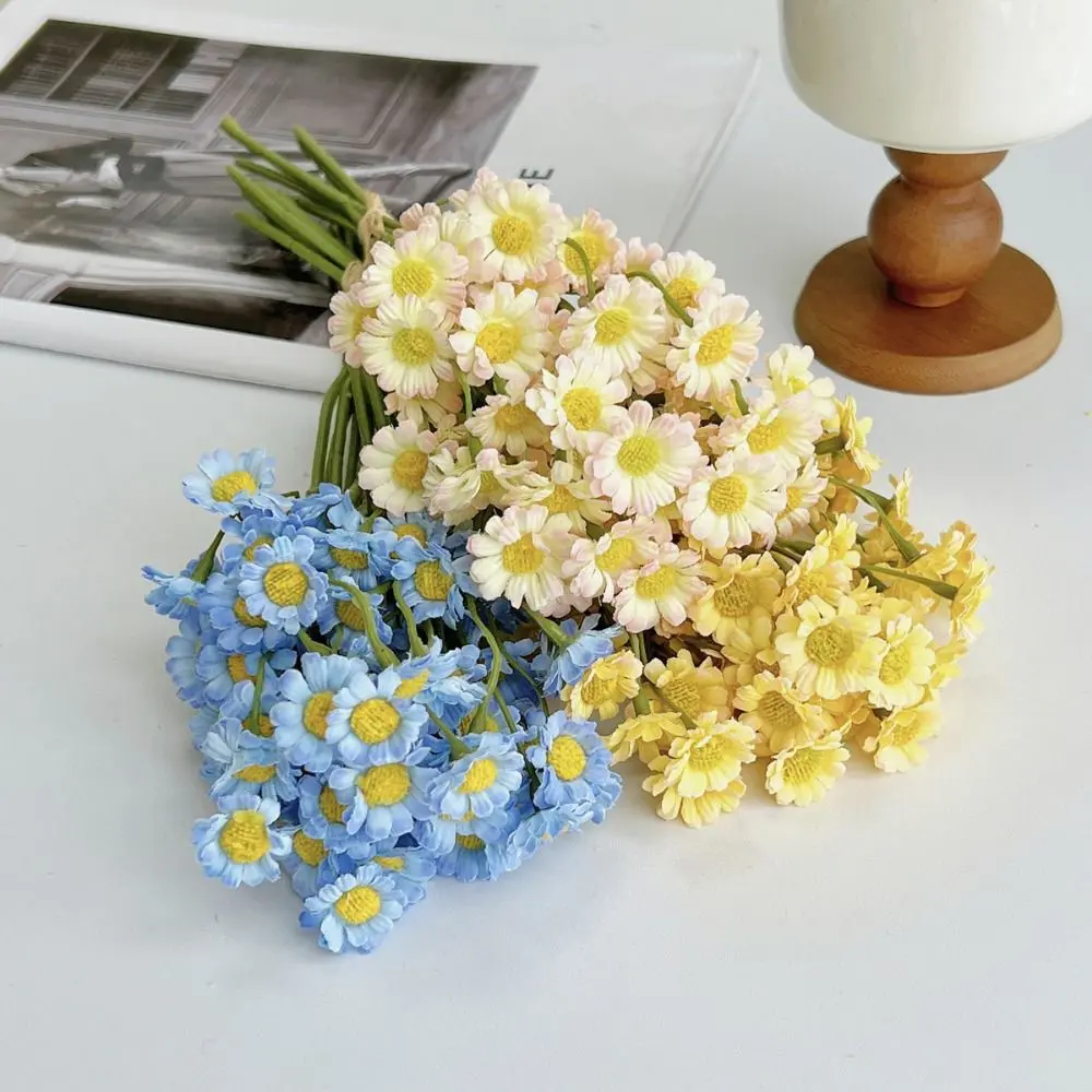 60 Heads Artificial Daisy Flowers Multicolor Silk Petals Faux Chrysanthemum Photo Props Chamomile Simulation Flower