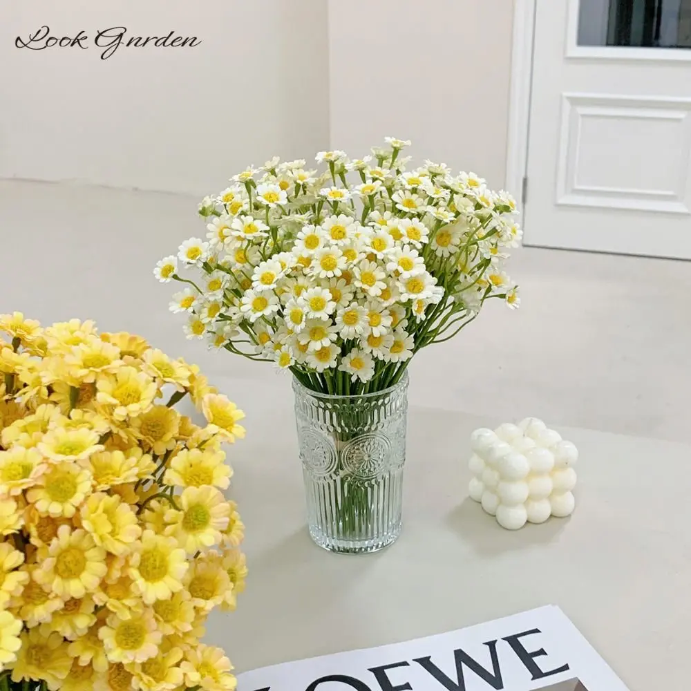 60 Heads Artificial Daisy Flowers Multicolor Silk Petals Faux Chrysanthemum Photo Props Chamomile Simulation Flower