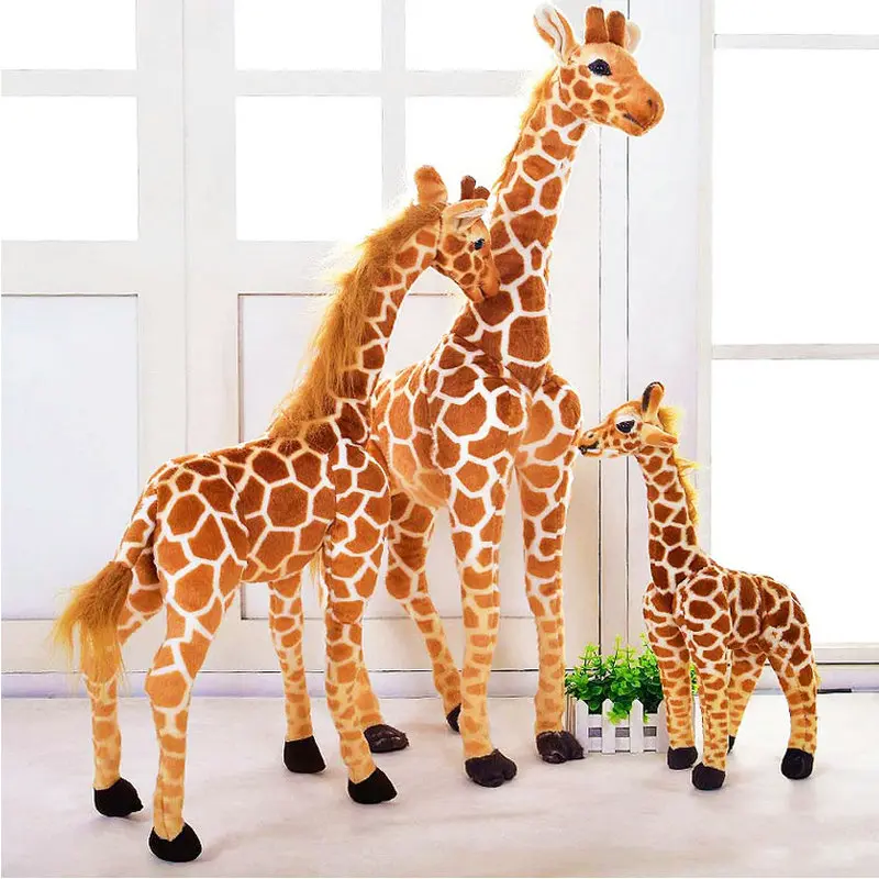 35-140cm Giant Size Doll Giraffe Plush Toy Cute Stuffed Big Deer Dolls Soft Animal Pillow Cushion Birthday Pesent Girls Boys