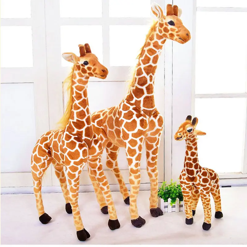 35-140cm Giant Size Doll Giraffe Plush Toy Cute Stuffed Big Deer Dolls Soft Animal Pillow Cushion Birthday Pesent Girls Boys