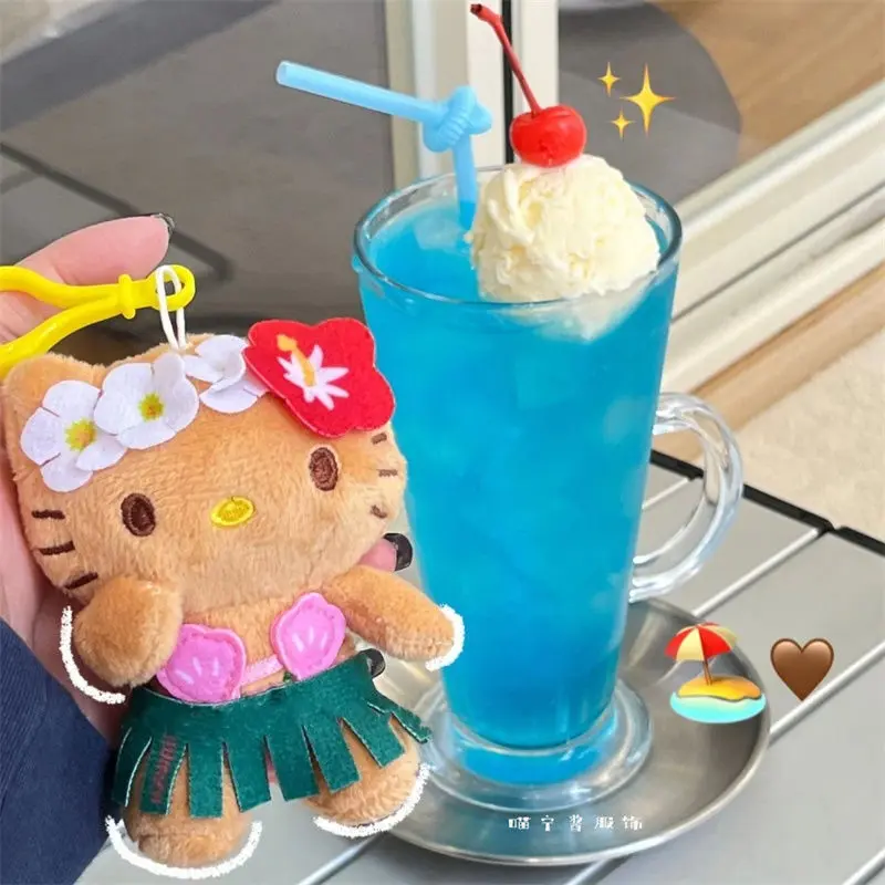 Kawaii Hello Kitty Sanrio Plush Toys Anime Doll Skin Color Plushie Toy Hawaiian Collection Cute Y2K Stuffed Room Decoration Gift