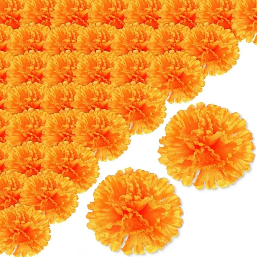 Portable Marigold Artificial Flowers Home DIY Craft Multifunctional Marigold Flower Head Party Decor Marigold Flower Arrangement
