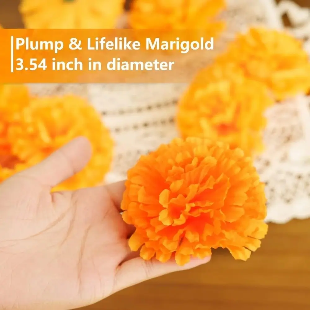 Portable Marigold Artificial Flowers Home DIY Craft Multifunctional Marigold Flower Head Party Decor Marigold Flower Arrangement