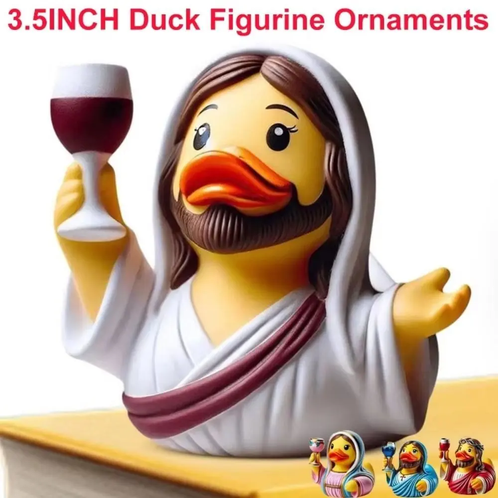3.5-Inch Duck Decor Creative Design Multifunctional Miniature Animals Resin Ornament Realistic Animals Christian Decoration
