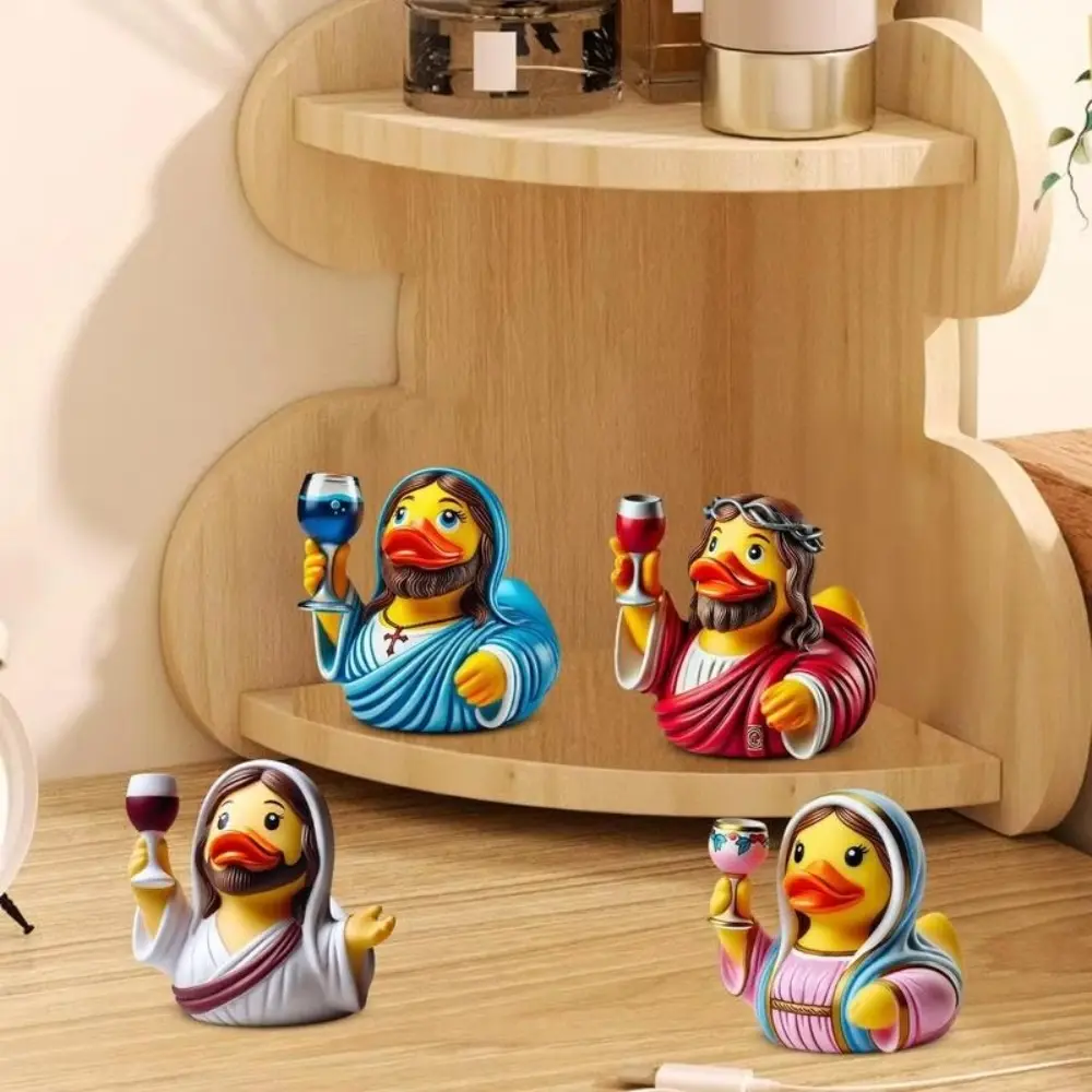 3.5-Inch Duck Decor Creative Design Multifunctional Miniature Animals Resin Ornament Realistic Animals Christian Decoration