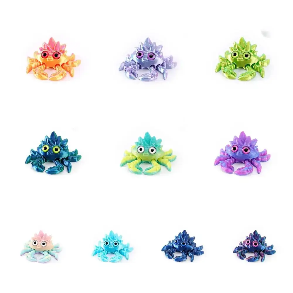 PLA 3D Printed Gems Crab Model Multicolor Movable Crystal Gems Crab Doll Multi-jointed Crystal Crab Action Figurine
