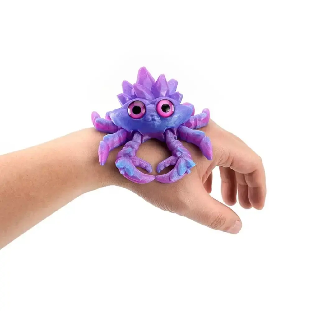 PLA 3D Printed Gems Crab Model Multicolor Movable Crystal Gems Crab Doll Multi-jointed Crystal Crab Action Figurine