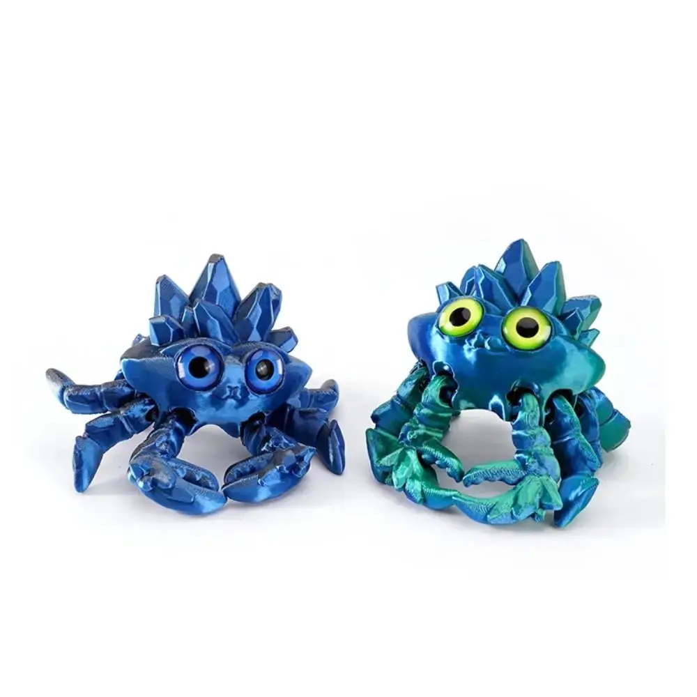 PLA 3D Printed Gems Crab Model Multicolor Movable Crystal Gems Crab Doll Multi-jointed Crystal Crab Action Figurine