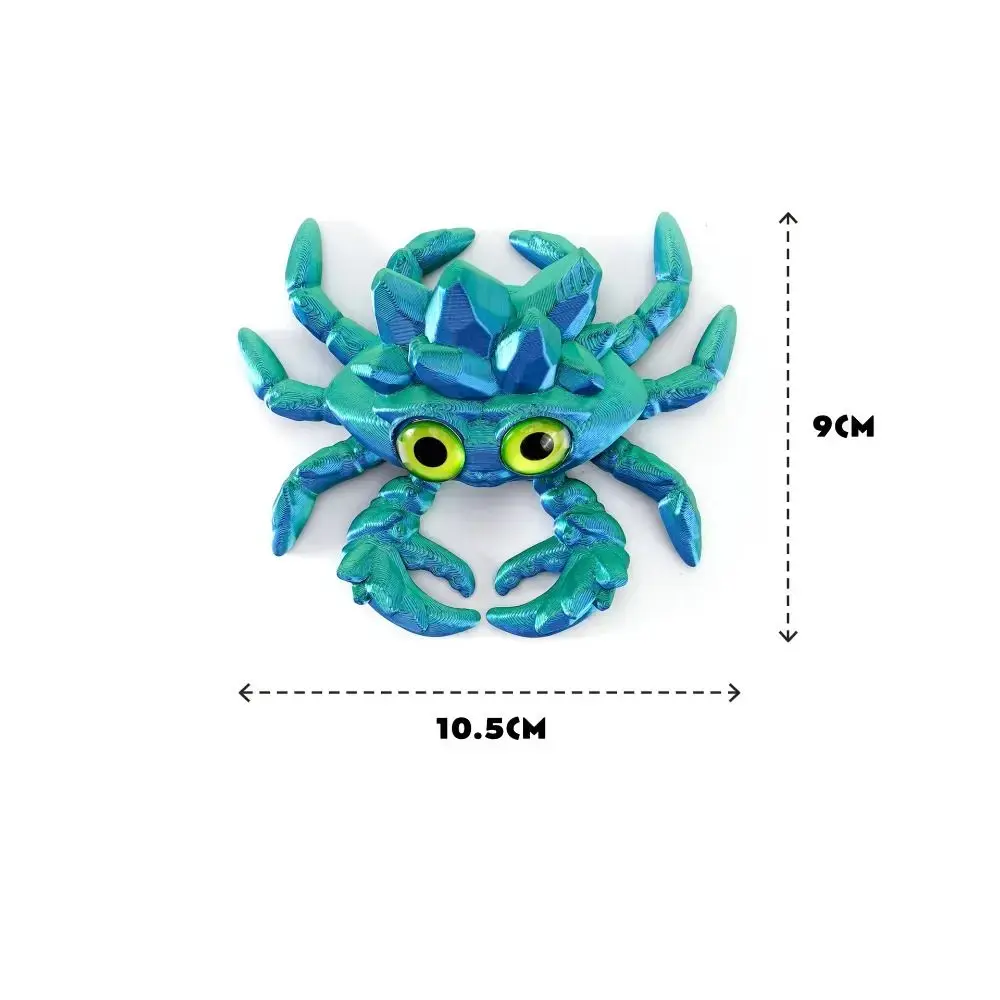 PLA 3D Printed Gems Crab Model Multicolor Movable Crystal Gems Crab Doll Multi-jointed Crystal Crab Action Figurine