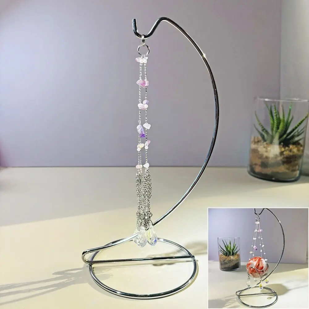 with Display Stand Amethyst Crystal Holder Cage Interchangeable Gold Color Home Decoration Crafts Stainless Steel Stone Holder