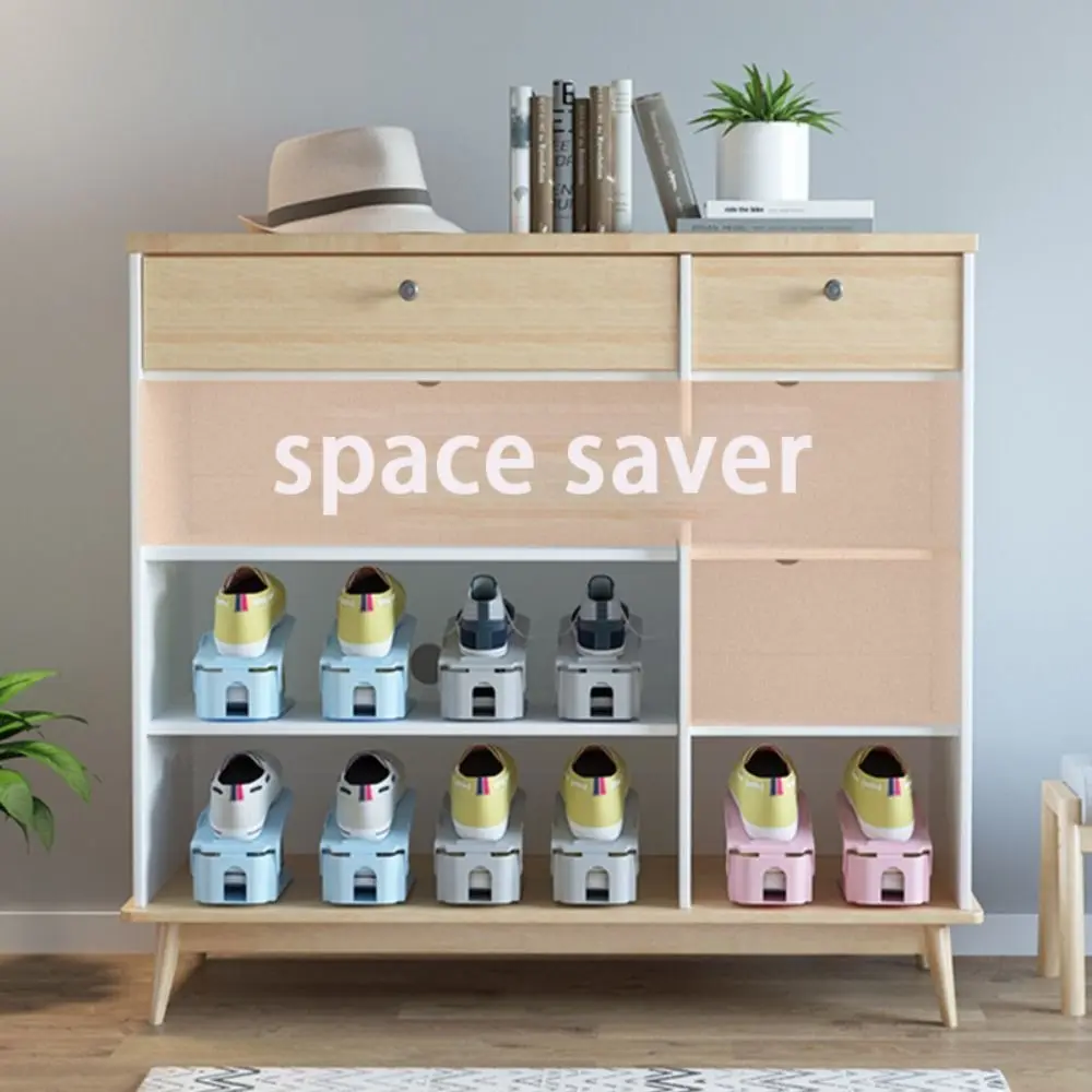 High Quality Adjustable Shoe Slots Organizer Double Layer Space Saving Shoe Rack Stackable Shoe Holder
