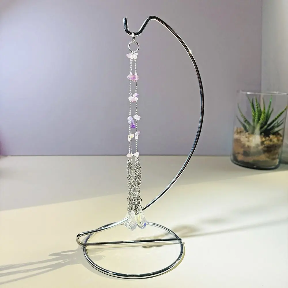 with Display Stand Amethyst Crystal Holder Cage Interchangeable Gold Color Home Decoration Crafts Stainless Steel Stone Holder