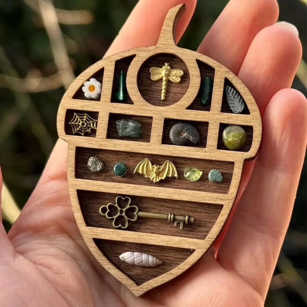 Multicolor Miniature Trinket Shelf Heart Star Nut Variety Grids Mini Jewelry Holder Compartments Moon Mushroom