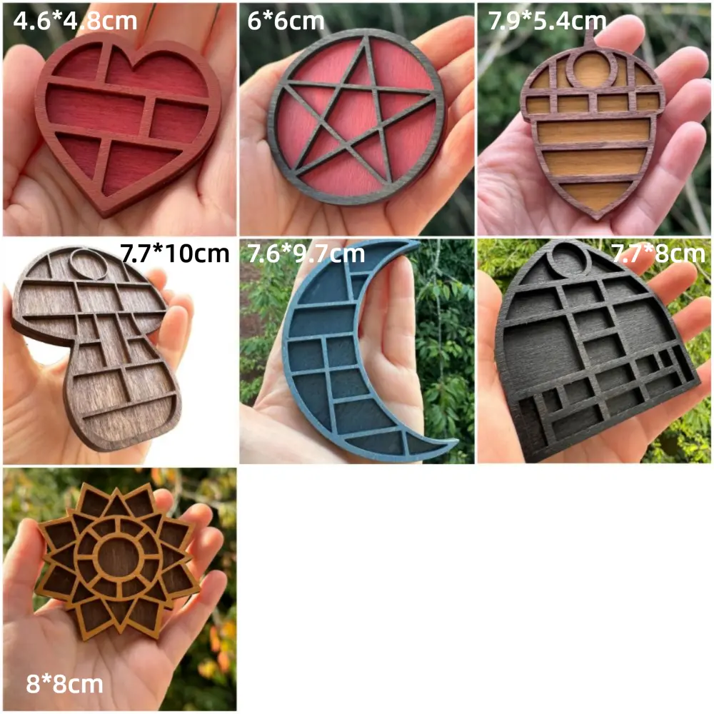 Multicolor Miniature Trinket Shelf Heart Star Nut Variety Grids Mini Jewelry Holder Compartments Moon Mushroom