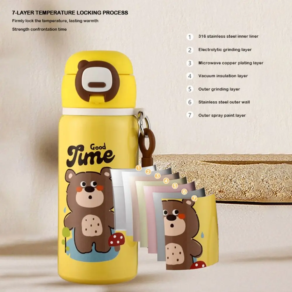 Cute Insulated Water Cup 500ml 316 Stainless Steel Vacuum Flasks Portable Large Capacity Thermal Cup for Children