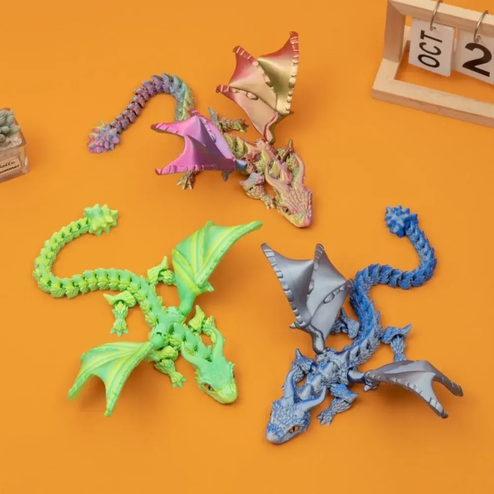 New Design 3D Printed 3D Printed Dragon Figurine Winged Design Multi-Jointed Movable Winged Carriage Dragon Dragon Toy Gift Idea