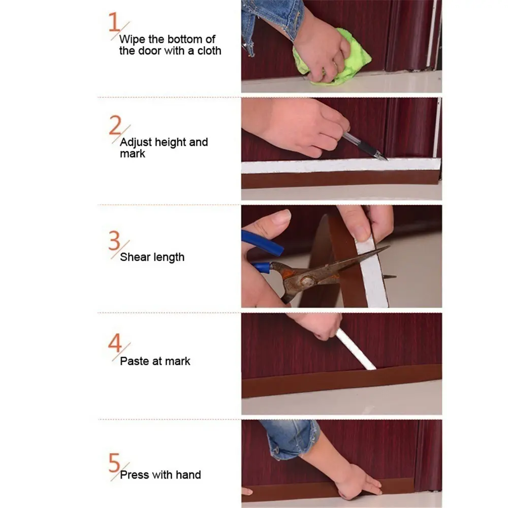 Sound Insulation Self-adhesive Door Window Seal Windproof Warm Silicone Rubber Door Bottom Sealing Strip Cuttable 1/3m