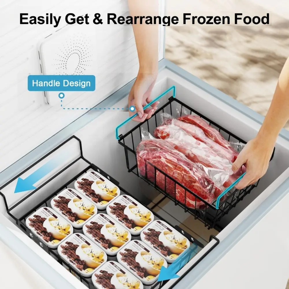 3pcs/set Foldable Handle Stackable Freezer Basket Multifunction Easy Access Kitchen Racks Organizer Space Saving Food Sorting