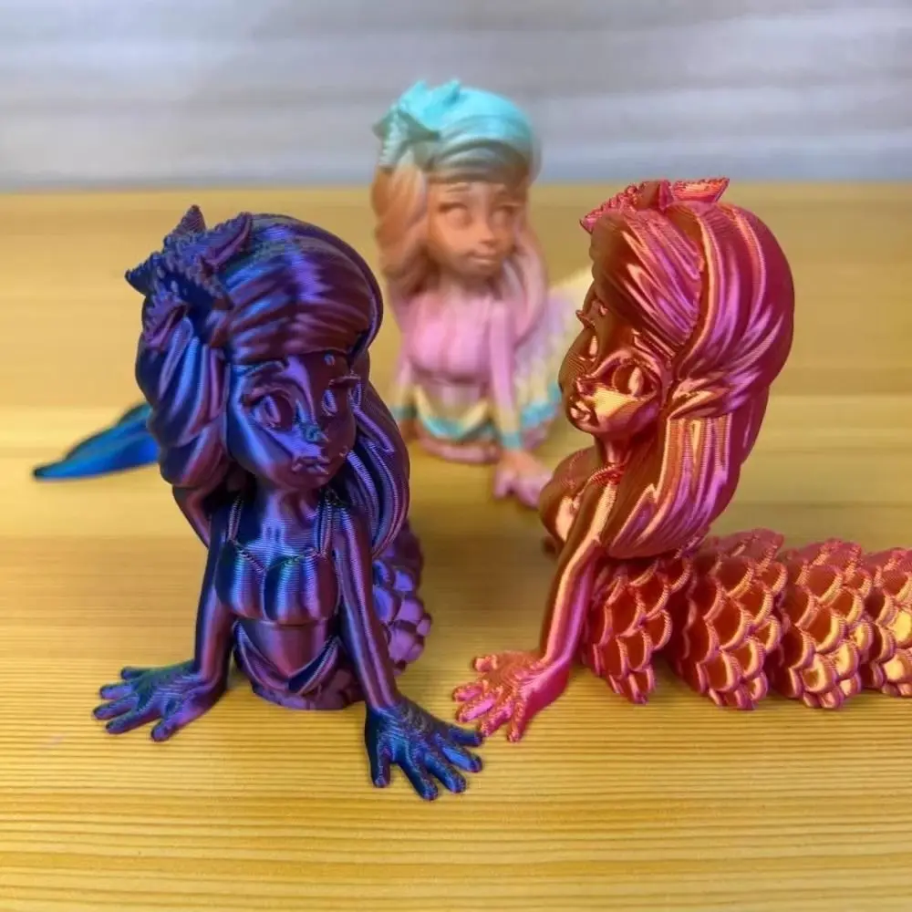 Plastic 3D Printed Mermaid Figurine Multi-jointed Movable Animal Simulation Model 6 Colors Mermaid Desktop Ornaments