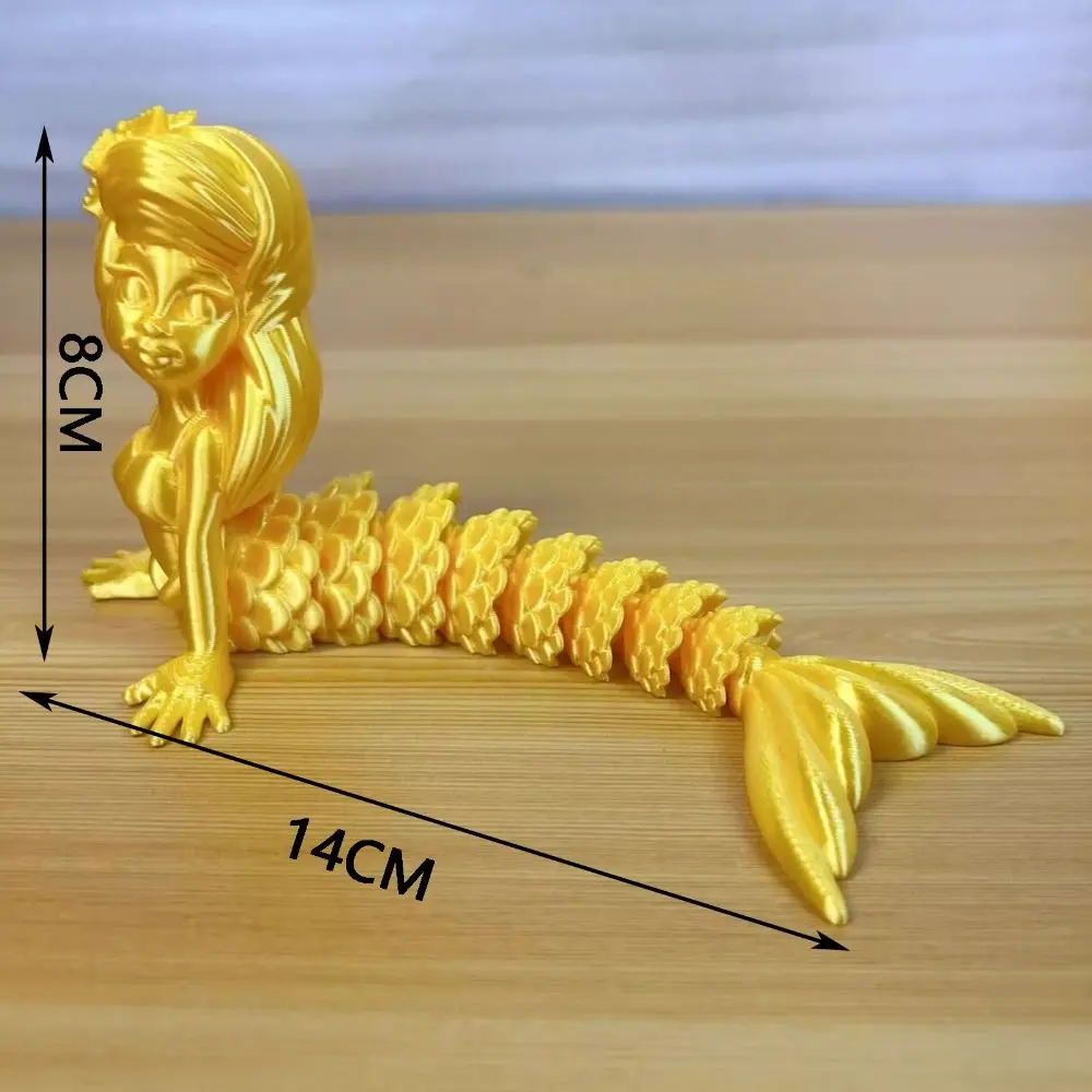 Plastic 3D Printed Mermaid Figurine Multi-jointed Movable Animal Simulation Model 6 Colors Mermaid Desktop Ornaments
