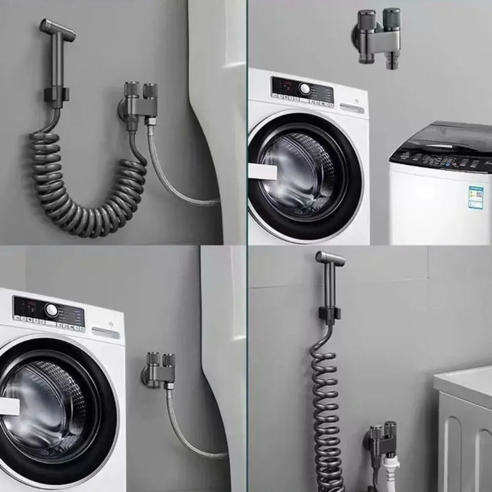 New Alloy Washing Machine Faucet 1 In Two Out Triangle Valve Toilet Triangle Valve G1/2 Kitchen Sink Faucet Kitchen