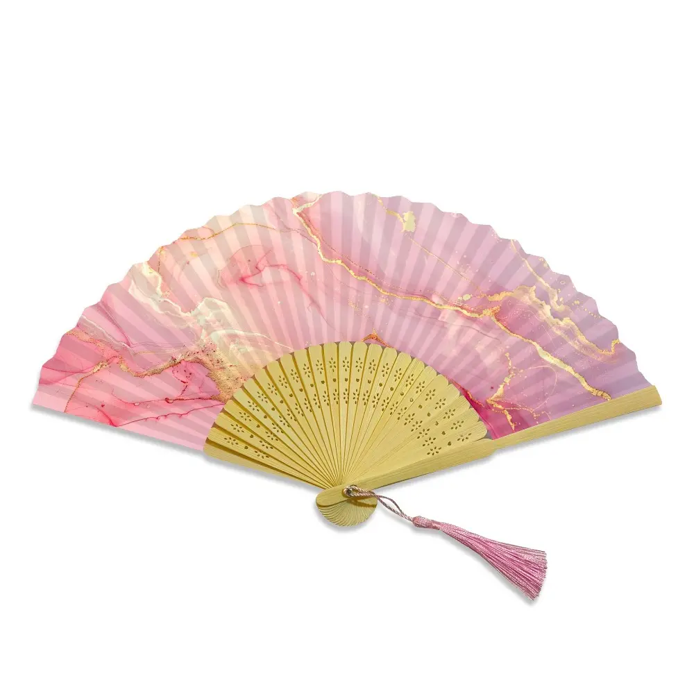 Gilded Calligraphy Folding Fan Can Be Inscribed Bamboo Handle Paper Fan Multi-color Rice Paper Fan DIY Blank Fan Gift