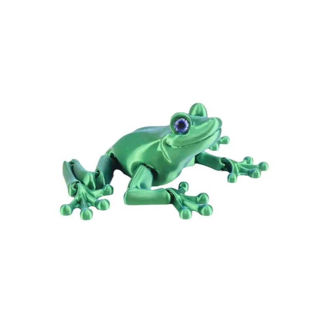 Cute PLA 3D Printed Frog Model Solid Color Movable Mini Frog Doll Multi-jointed Frog Action Figure Desktop Decoration