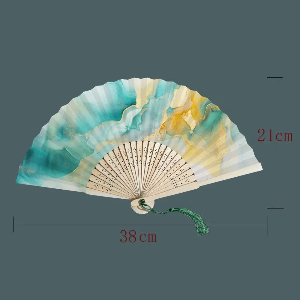 Gilded Calligraphy Folding Fan Can Be Inscribed Bamboo Handle Paper Fan Multi-color Rice Paper Fan DIY Blank Fan Gift