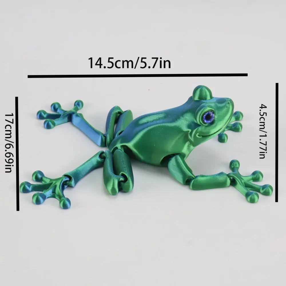 Cute PLA 3D Printed Frog Model Solid Color Movable Mini Frog Doll Multi-jointed Frog Action Figure Desktop Decoration